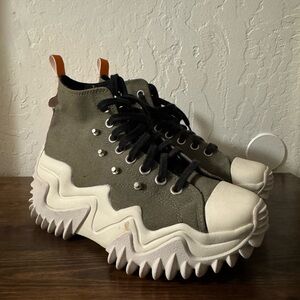 Converse Olive and White High-Top Sneakers